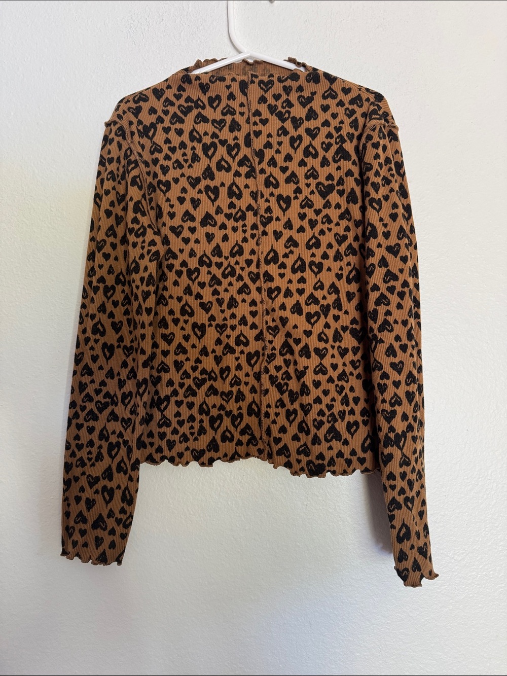Old Navy Brown Long-Sleeve Heart Print Cardigan
